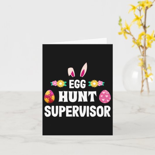 Egg Hunt Supervisor Easter Egg Hunting Party voor Kaart (Gele Bloem)