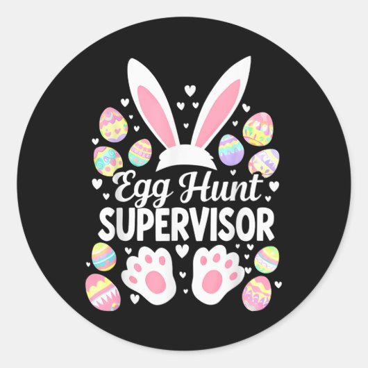 Egg Hunt Supervisor Funny Paasdag Egg Hunt Squa Ronde Sticker (Voorkant)