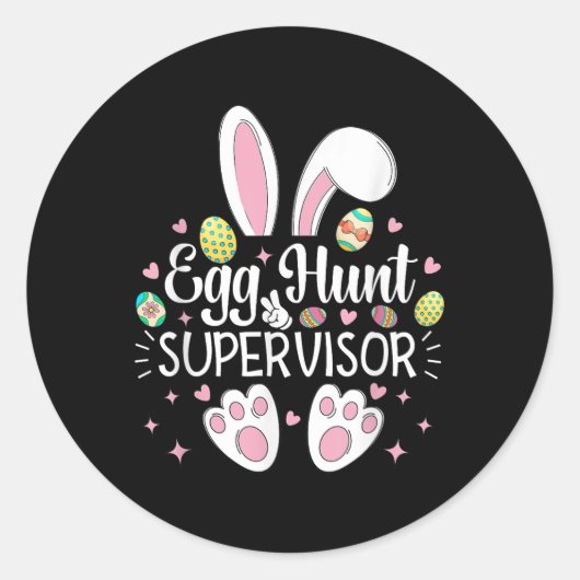 Egg Hunt Supervisor Ouders Grappig Mama Papa Manne Ronde Sticker (Voorkant)