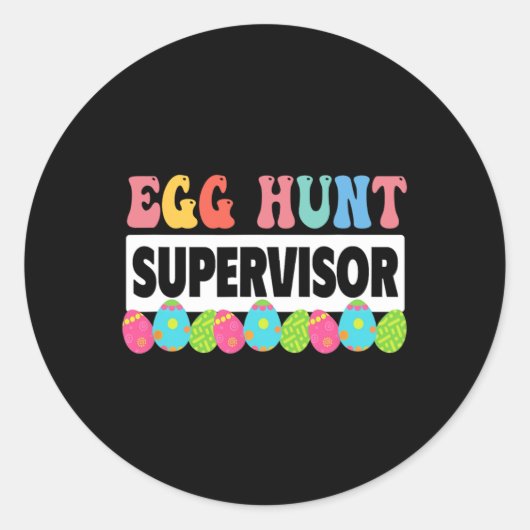 Egg Hunt Supervisor Outfit Schattige Pasen Ronde Sticker (Voorkant)