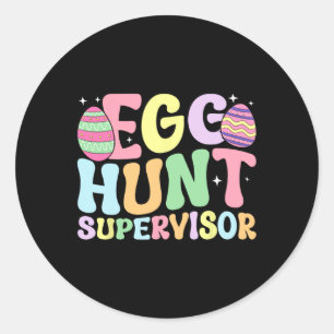 Egg Hunt Supervisor Retro Egg Hunting Party Mom Da Ronde Sticker