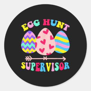 Egg Hunt Supervisor Retro Egg Hunting Party Mom Da Ronde Sticker
