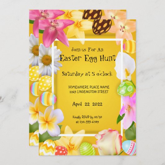 Egg Hunt Uitnodiging (Voorkant / Achterkant)