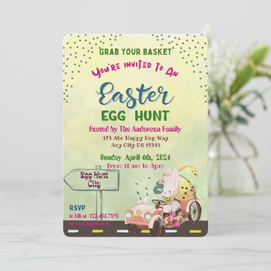 Egg Hunt Uitnodiging (Staand voorkant)