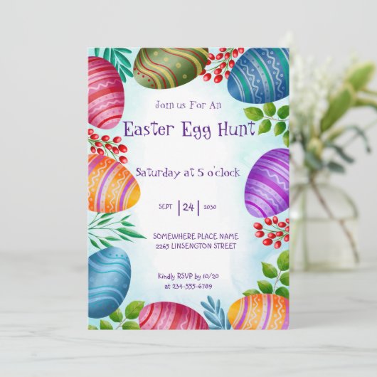 Egg Hunt Uitnodiging – Leuk & Feestelijk Pasen (Staand voorkant)