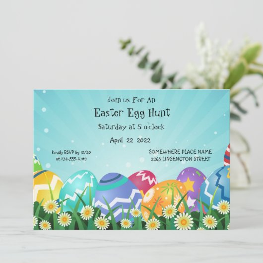 Egg Hunt Uitnodiging – Leuk & Feestelijk Pasen (Staand voorkant)