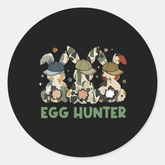 Egg Hunter Bunny Met Byckward Pet Jagen Pasen Ronde Sticker (Voorkant)