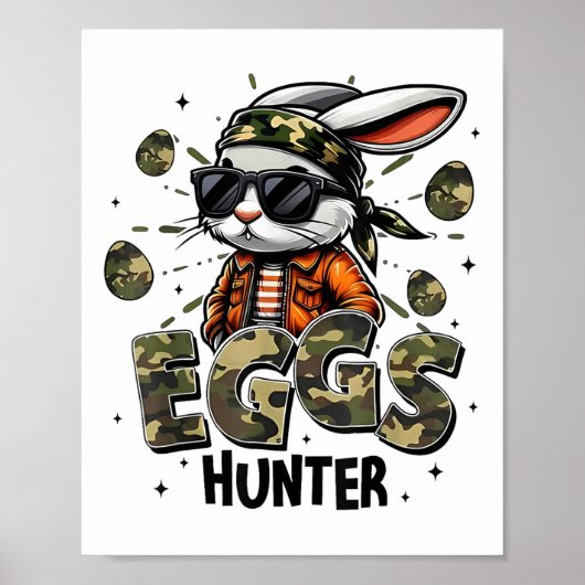 Egg Hunter Camo Hunter Happy Easter Day Kinder Jon Poster (Voorkant)