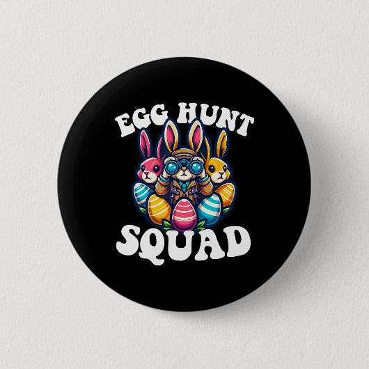 Egg Hunting Squad Graphic Easter Egg Hunt Easter D Ronde Button 5,7 Cm (Voorkant)