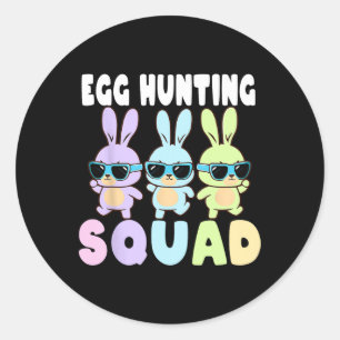 Egg Hunting Squad Grappige Paashaas Egg Hunt Ronde Sticker
