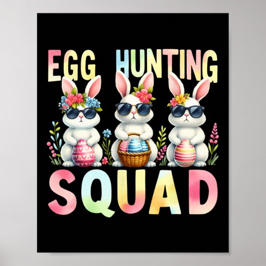 Egg Hunting Squad Paasdag Bunny Egg Hunt Happy Poster (Voorkant)
