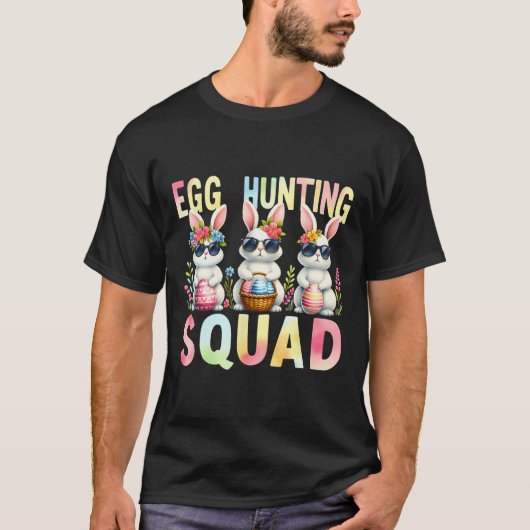 Egg Hunting Squad Paasdag Bunny Egg Hunt Happy T-shirt (Voorkant)