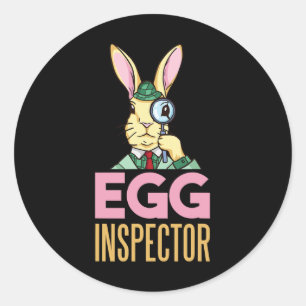 Egg Inspector Paashaas Grappig Konijn Egg Hunting Ronde Sticker