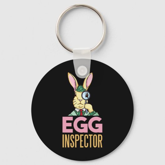 Egg Inspector Paashaas Grappig Konijn Egg Hunting Sleutelhanger (Voorkant)
