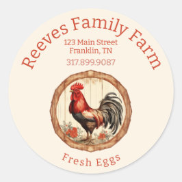 Egg Label Rooster Rond Label Sticker