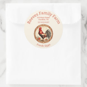 Egg Label Rooster Rond Label Sticker