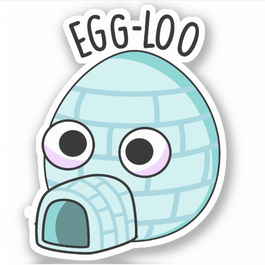 Egg-loo Funny Egg Pun Sticker (Voorkant)