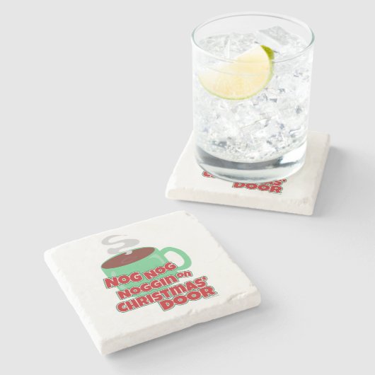 Egg Noggin op kerstdeur Stenen Onderzetter (Zijkant)