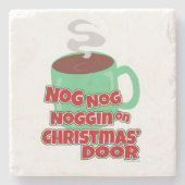 Egg Noggin op kerstdeur Stenen Onderzetter (Voorkant)
