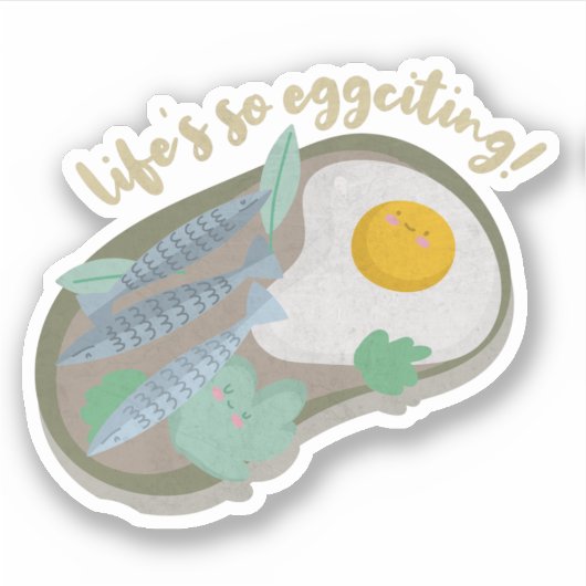 Egg Pun: Het leven is zo Eggciting Sticker (Voorkant)