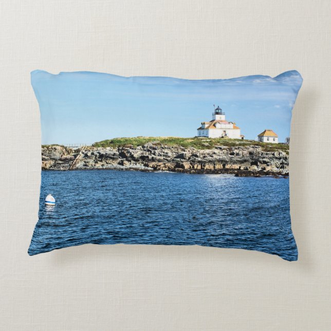 Egg Rock vuurtoren bar Harbour Maine Accent Pillow Kussen (Achterkant)