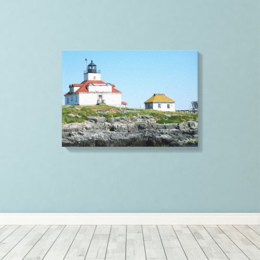 Egg Rock Vuurtoren Verpakt Canvas Print (Insitu (Houten vloer))