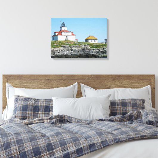 Egg Rock Vuurtoren Verpakt Canvas Print (Insitu (Slaapkamer))
