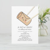 Egg Roll Kawaii Virtual Baby shower Kaart (Staand voorkant)