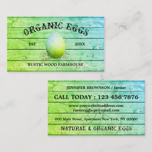 Egg  Rustiek Boerderij retro Groen Visitekaartje (Voorkant / Achterkant)