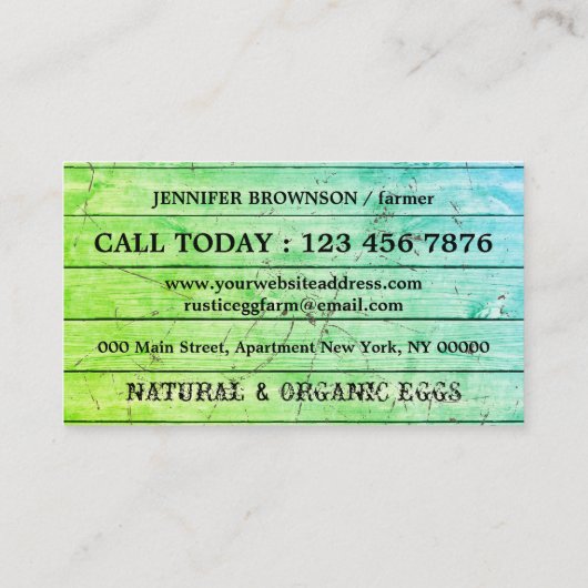 Egg  Rustiek Boerderij retro Groen Visitekaartje (Achterkant)