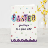 Egg Shaped Easter Sister Card Kaart (Gele Bloem)