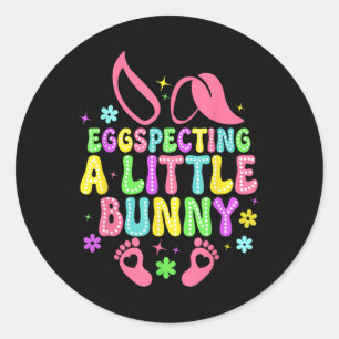 Egg Specting Little Bunny Pasen Moeder Zwangerscha Ronde Sticker