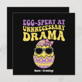 Egg-spert At Unnecessary Drama Funny Retro Easter  Kaart (Voorkant / Achterkant)