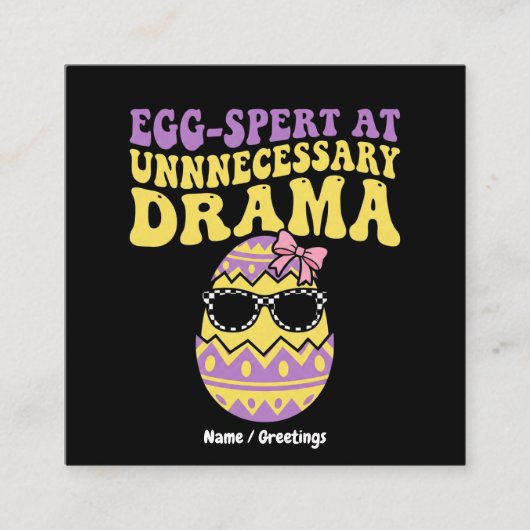 Egg-spert At Unnecessary Drama Funny Retro Easter  Vierkante Visitekaartje (Voorkant)