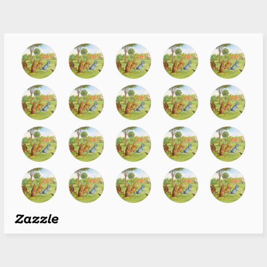 Egg & Spoon Race by Louis Wain Ronde Sticker (Vel)