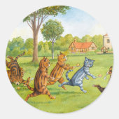 Egg & Spoon Race by Louis Wain Ronde Sticker (Voorkant)