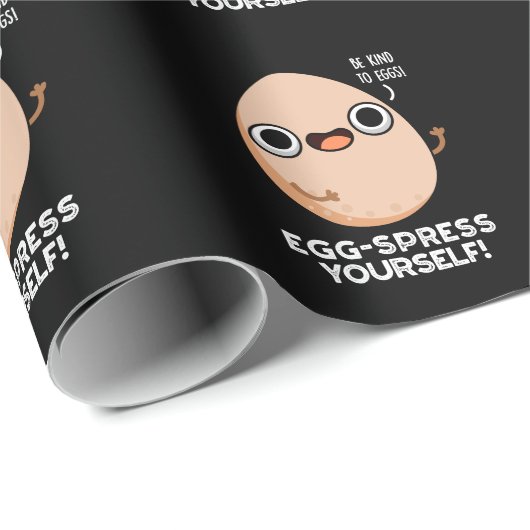 Egg spress Yourself Funny Egg Pun Dark BG Cadeaupapier (Rol Hoek)