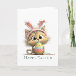 Egg-stra Cute Easter Cat Greeting Card Kaart