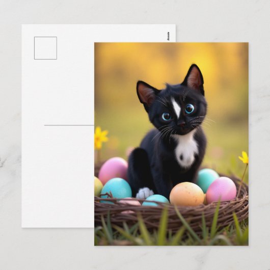 Egg-stra Schattige: Felini's Springtime Surprise Feestdagenkaart (Voorkant / Achterkant)