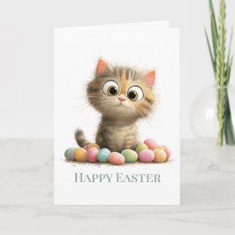 Egg-stra Silly Easter Cat Greeting Card Kaart