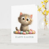 Egg-stra Silly Easter Cat Greeting Card Kaart (Gele Bloem)