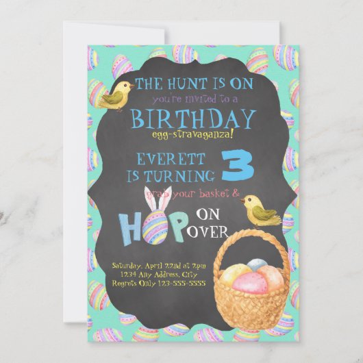 Egg-Stravaganza Birthday Uitnodiging (Voorkant)