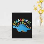 Eggasaurus Easter Egg Hunt Dinosaur Stegosaurus na Kaart (Gele Bloem)