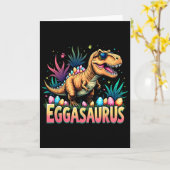 Eggasaurus Pasen Stegosaurus Dinosaur Jongens Kind Kaart (Gele Bloem)