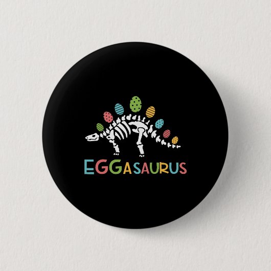 Eggasaurus Pasen Stegosaurus Dinosaur Jongens Kind Ronde Button 5,7 Cm (Voorkant)