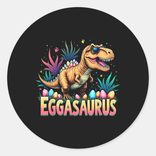 Eggasaurus Pasen Stegosaurus Dinosaur Jongens Kind Ronde Sticker (Voorkant)