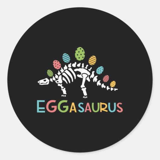 Eggasaurus Pasen Stegosaurus Dinosaur Jongens Kind Ronde Sticker (Voorkant)