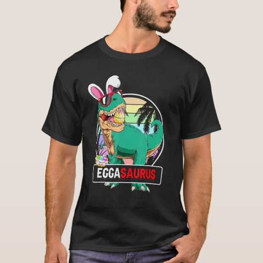 Eggasaurus rex paashaas eiermand dinosaurus b t-shirt (Voorkant)