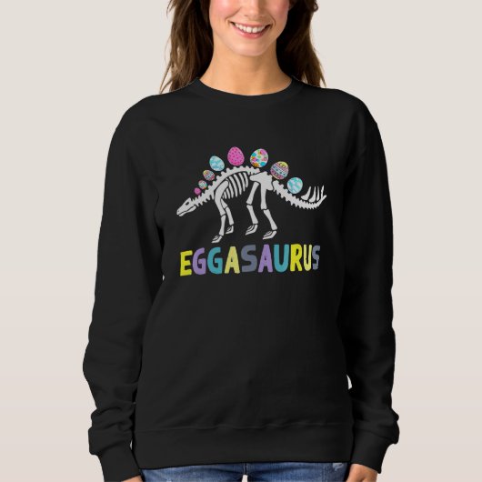 Eggasaurus Stegosaurus Paaseieren Dinosaur Funny E Trui (Voorkant)