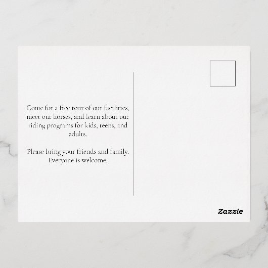 Eggbit Snaffle Bit Equestrian Business Folie Uitnodiging Briefkaart (Achterkant)